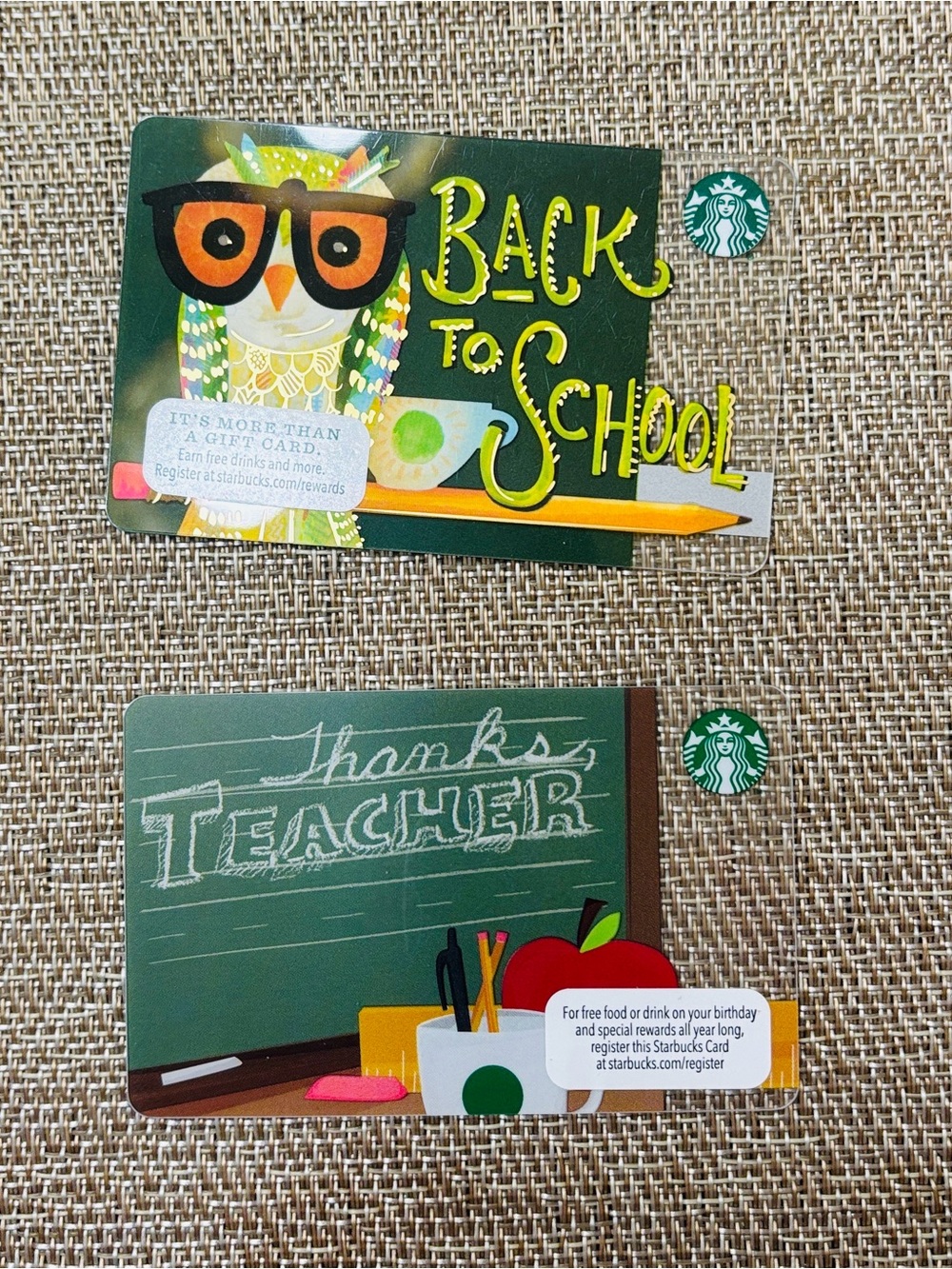 STARBUCKS Back to School & Thanks Teacher Gift Cards 🦉🍎 🏫